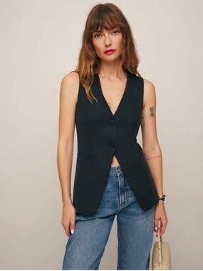 Reformation Black Tailored V-Neck Vest NWT size xs